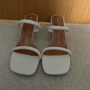 white double strap mule heels (BRAND NEW)